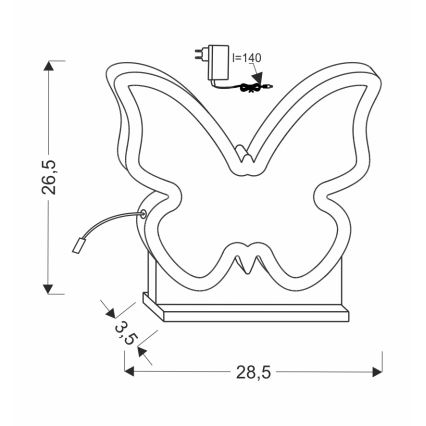 LED dječja stolna lampa BUTTERFLY LED/14W/230V roza