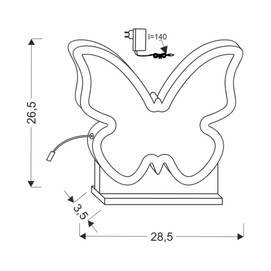 LED dječja stolna lampa BUTTERFLY LED/14W/230V roza