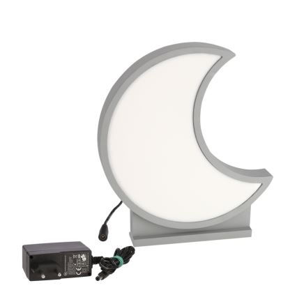 LED Dječja stolna lampa MOON LED/12W/230V siva