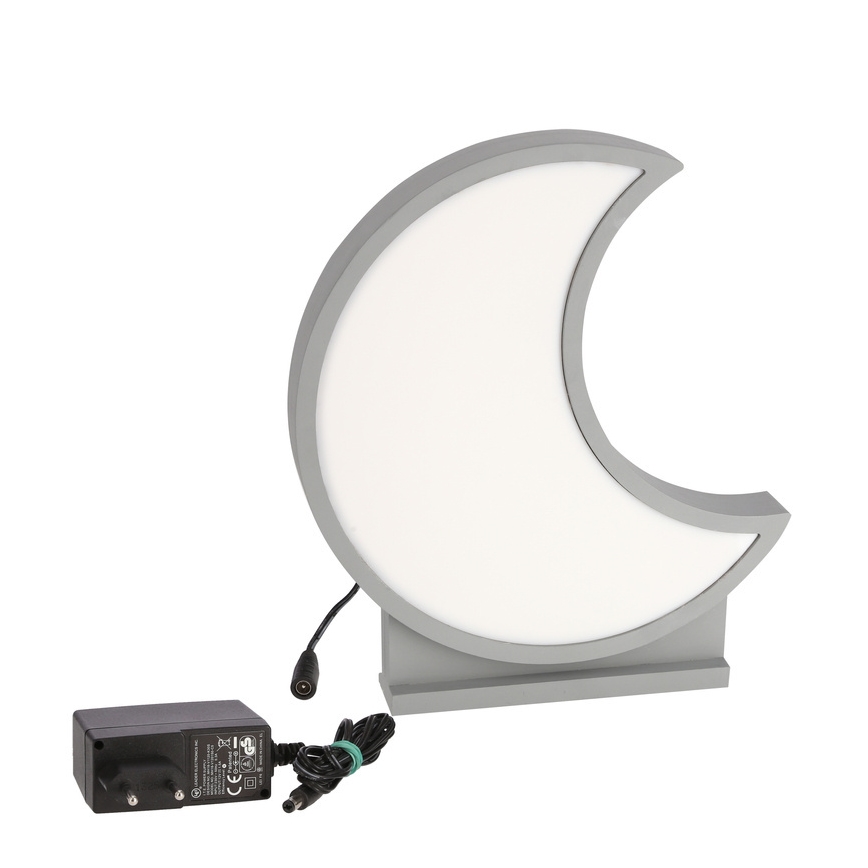LED Dječja stolna lampa MOON LED/12W/230V siva