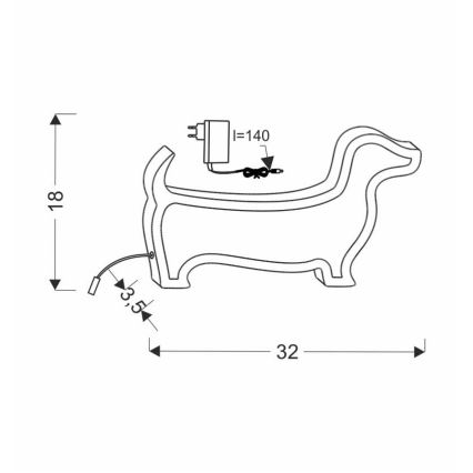 LED Dječja stolna lampa PAS LED/12W/230V crna