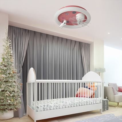 Dječje LED prigušivo stropno svjetlo s ventilatorom LED/48W/230V 3000/4000/6000K Ø 50 cm ružičasto + daljinski upravljač