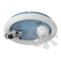 LED dječja stropna svjetiljka s ventilatorom i mogućnošću prigušivanja LED/48W/230V 3000/4000/6000K plava + daljinski upravljač