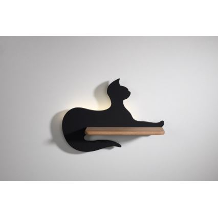 LED Dječja zidna svjetiljka s policom BLACK CAT LED/5W/230V, 
