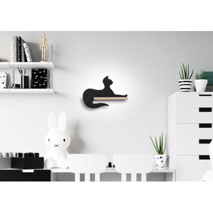 LED Dječja zidna svjetiljka s policom BLACK CAT LED/5W/230V, 