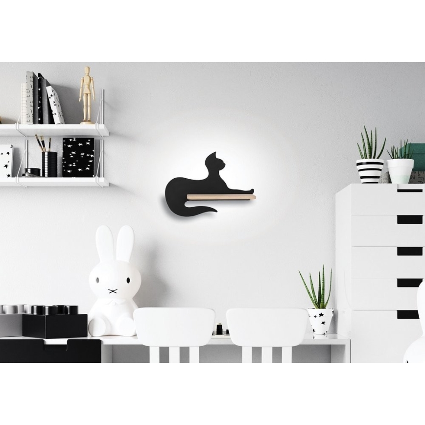 LED Dječja zidna svjetiljka s policom BLACK CAT LED/5W/230V, 