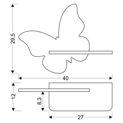 LED Dječja zidna svjetiljka s policom BUTTERFLY LED/5W/230V ružičasta/drvo