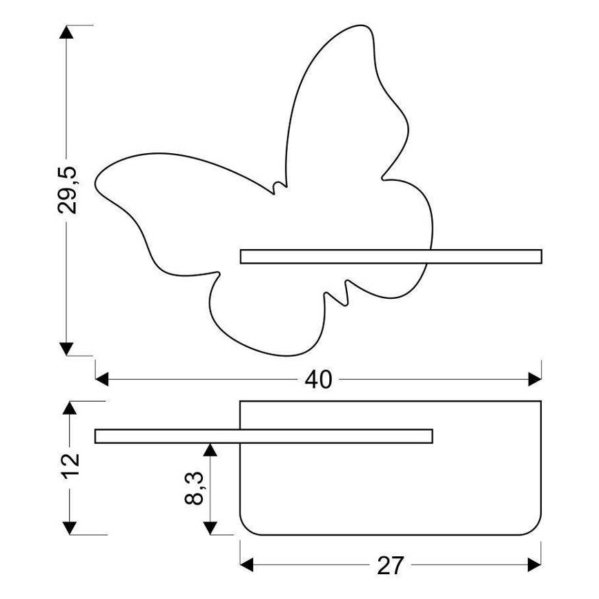 LED Dječja zidna svjetiljka s policom BUTTERFLY LED/5W/230V ružičasta/drvo