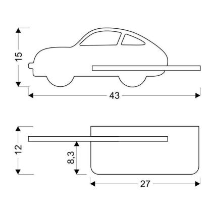 LED Dječja zidna svjetiljka s policom CAR LED/5W/230V plava/drvo