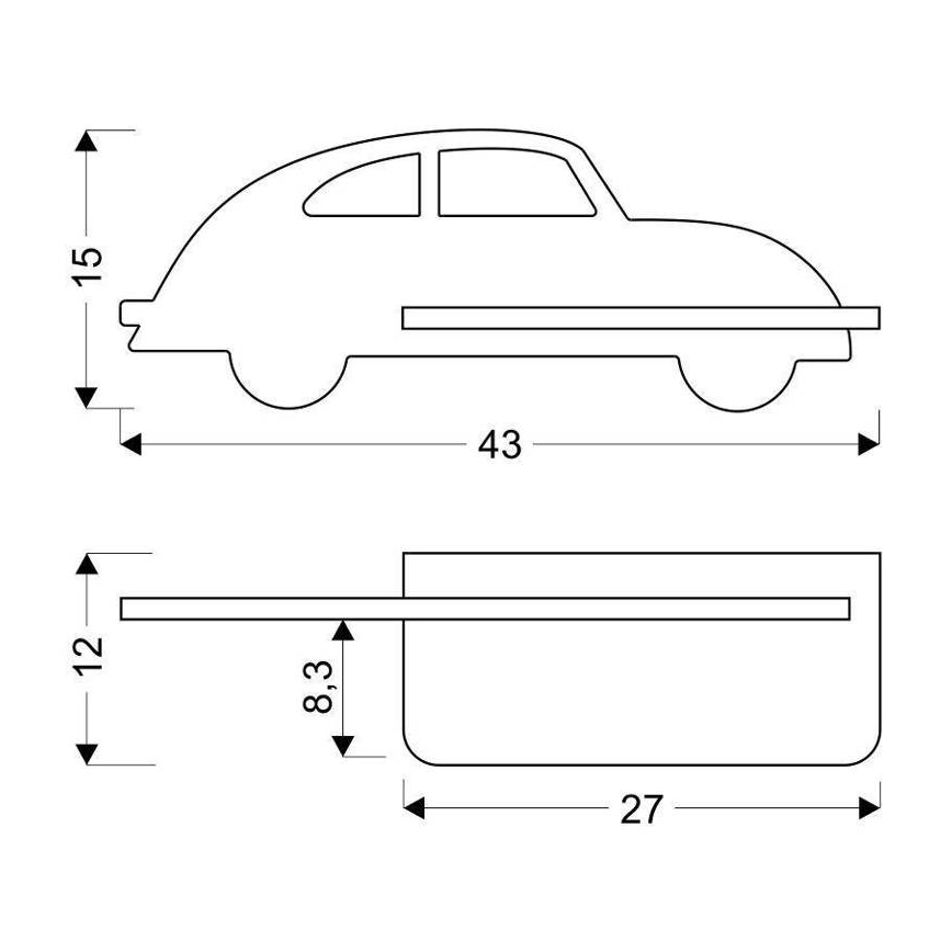 LED Dječja zidna svjetiljka s policom CAR LED/5W/230V siva/drvo
