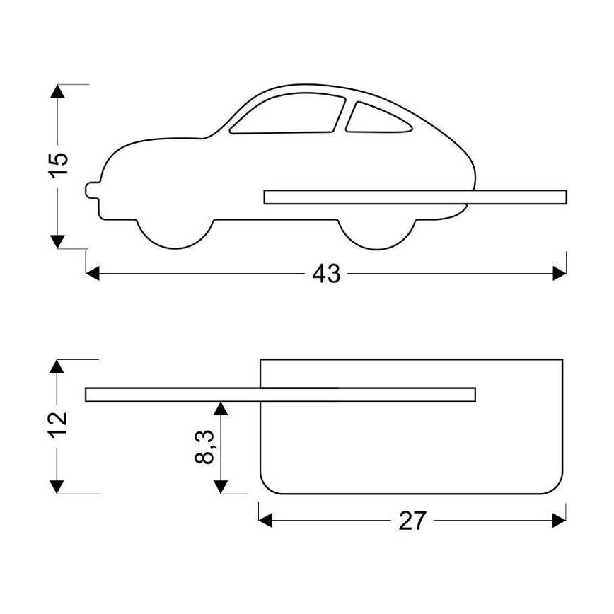 LED Dječja zidna svjetiljka s policom CAR LED/5W/230V zelena/drvo