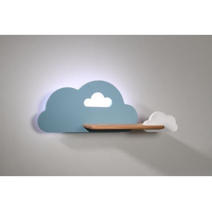 LED Dječja zidna svjetiljka s policom CLOUD LED/5W/230V plava/bijela