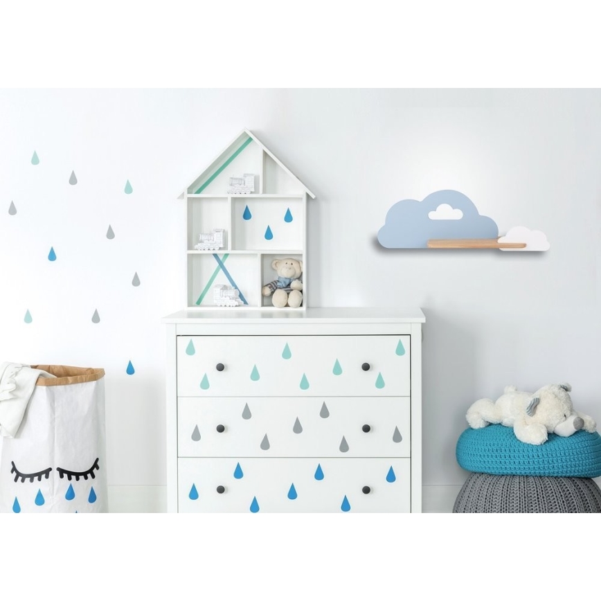 LED Dječja zidna svjetiljka s policom CLOUD LED/5W/230V plava/bijela