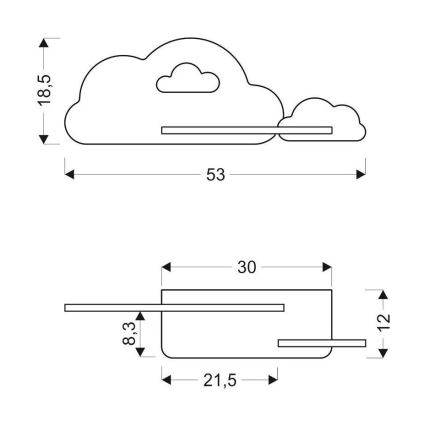 LED Dječja zidna svjetiljka s policom CLOUD LED/5W/230V plava/bijela