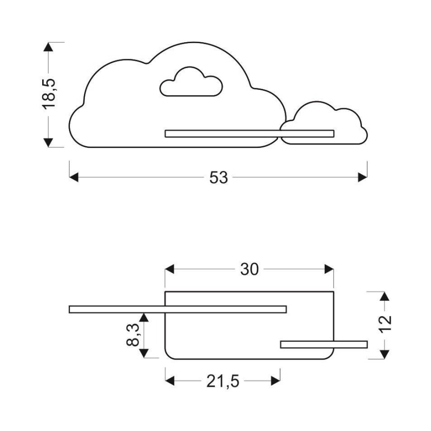 LED Dječja zidna svjetiljka s policom CLOUD LED/5W/230V plava, 
