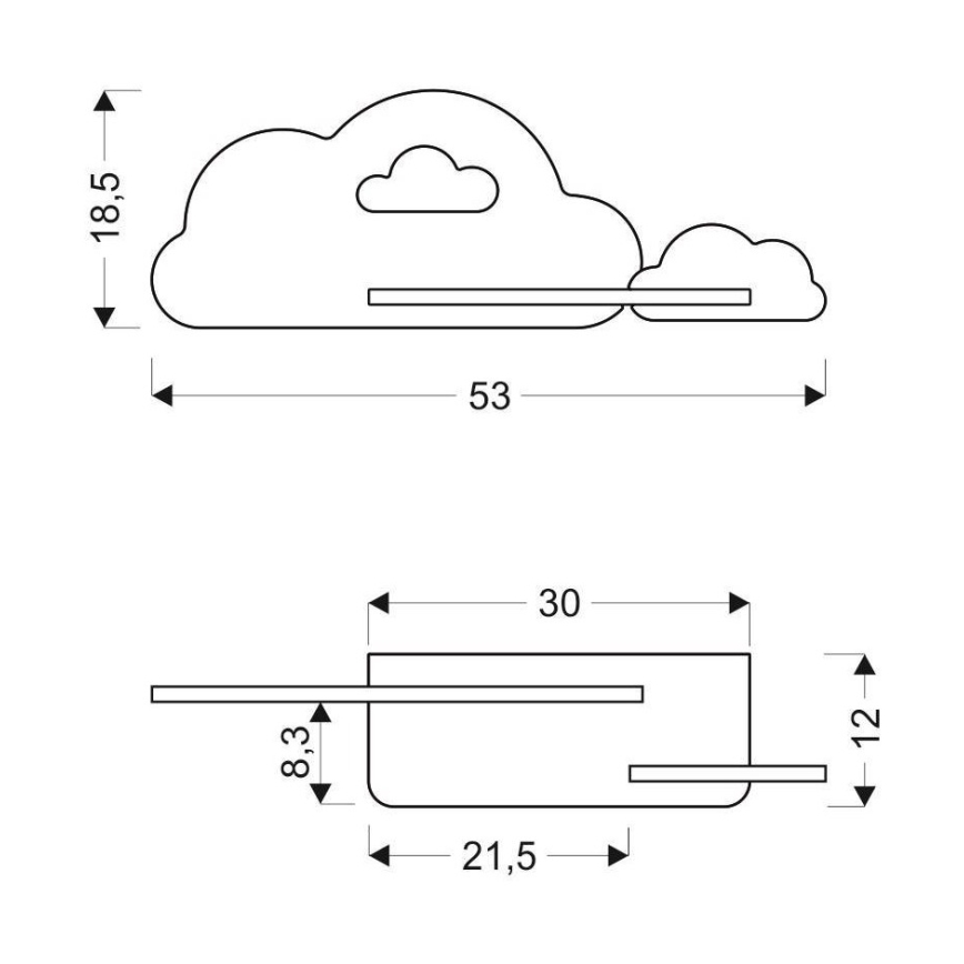 LED Dječja zidna svjetiljka s policom CLOUD LED/5W/230V ružičasta/bijela