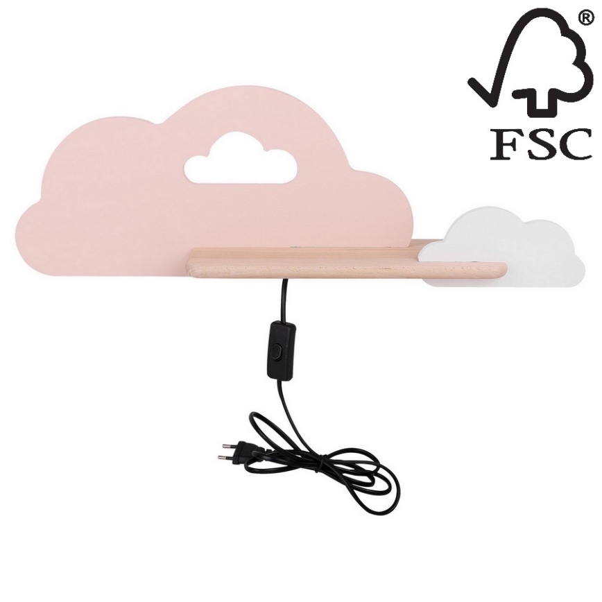 LED Dječja zidna svjetiljka s policom CLOUD LED/5W/230V ružičasta/bijela