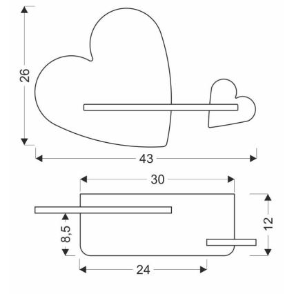 LED Dječja zidna svjetiljka s policom HEART LED/5W/230V ružičasta/bijela/drvo