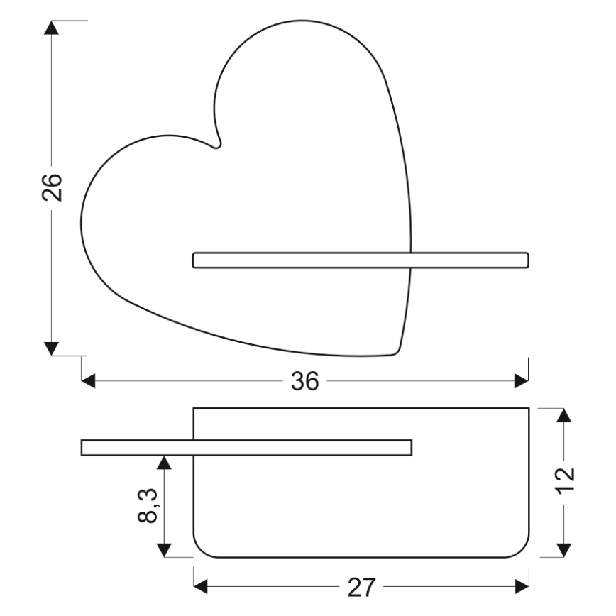 LED Dječja zidna svjetiljka s policom HEART LED/5W/230V ružičasta/drvo