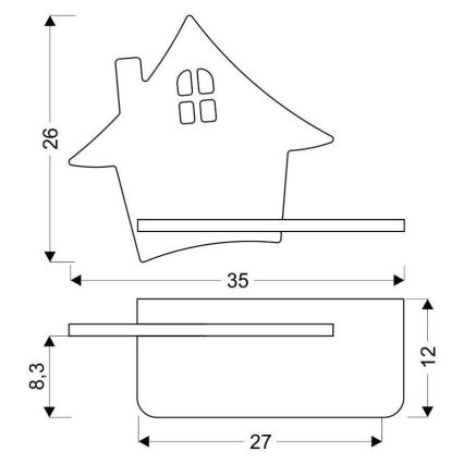 LED Dječja zidna svjetiljka s policom HOUSE LED/4W/230V siva/drvo