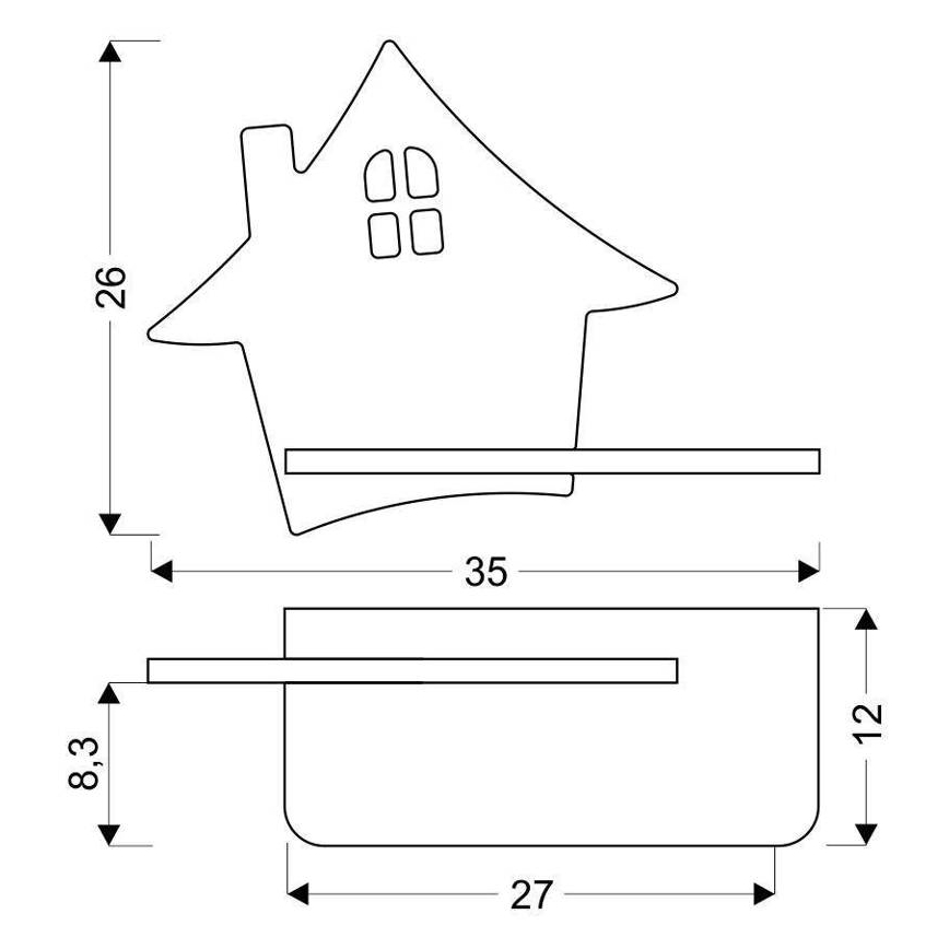 LED Dječja zidna svjetiljka s policom HOUSE LED/4W/230V siva/drvo