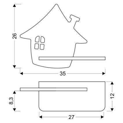 LED Dječja zidna svjetiljka s policom HOUSE LED/4W/230V zelena/drvo