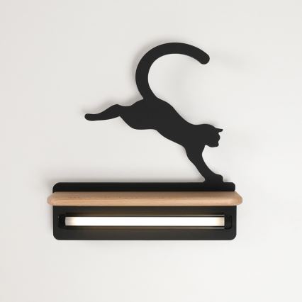 LED Dječja zidna svjetiljka s policom JUMPING CAT LED/5W/230V