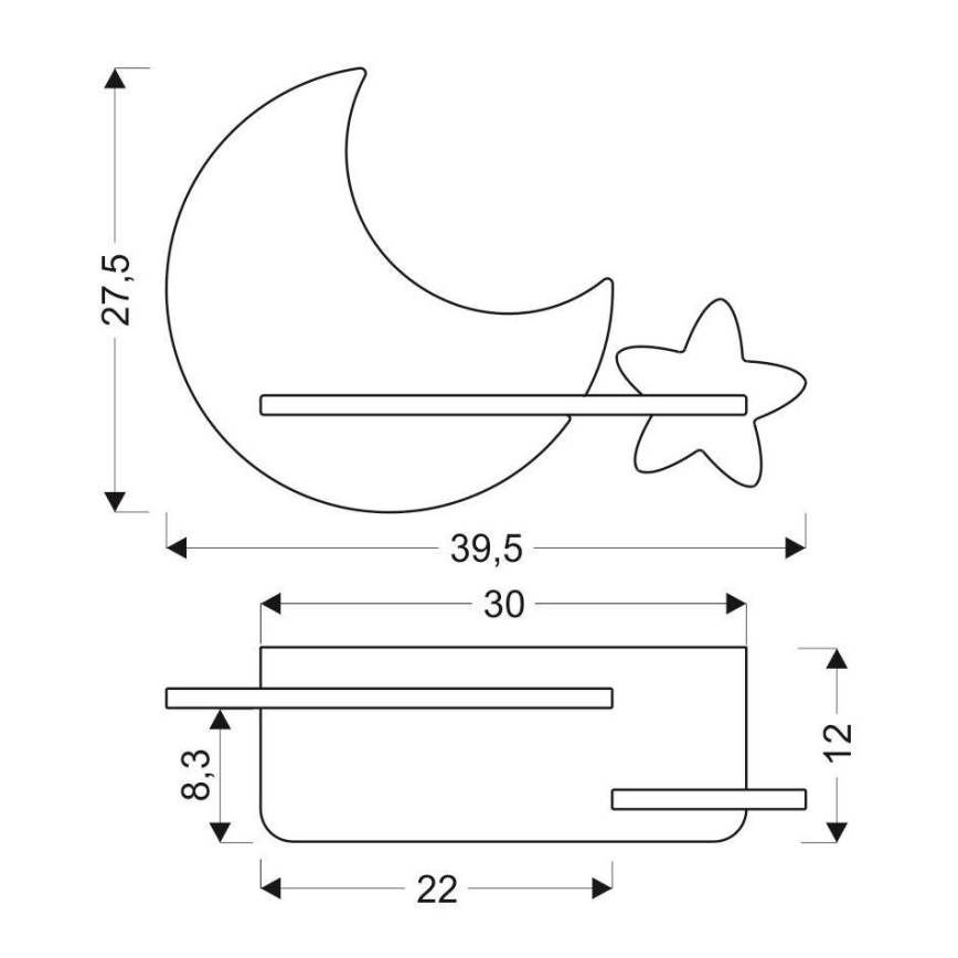 LED Dječja zidna svjetiljka s policom MOON LED/5W/230V, 