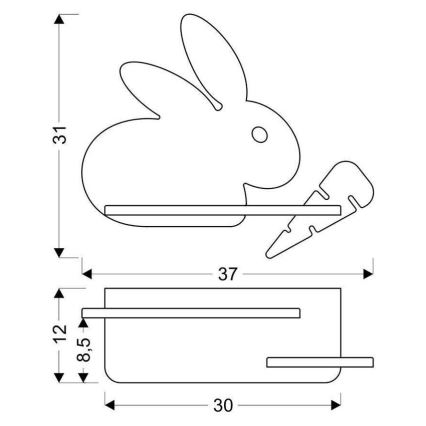 LED Dječja zidna svjetiljka s policom RABBIT LED/4W/230V siva/bijela/drvo