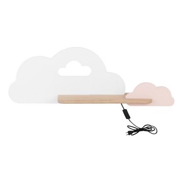 LED Dječje zidno svjetlo s policom CLOUD LED/5W/230V bijela/ružičasta,