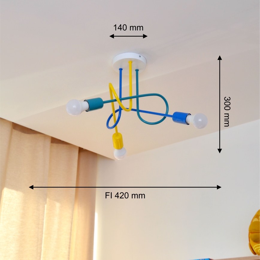 LED Dječji nadgradni luster OXFORD 3xE27/15W/230V