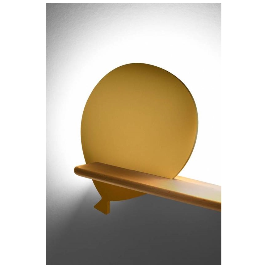 LED dječji zidni luster s policom BALLOON LED/4W/230V žuta/drvo,