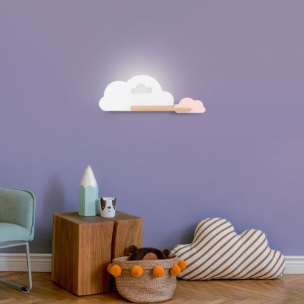LED Dječje zidno svjetlo s policom CLOUD LED/5W/230V bijela/ružičasta,