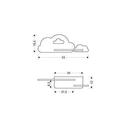 LED dječji zidni luster s policom CLOUD LED/5W/230V ružičasta/bijela,