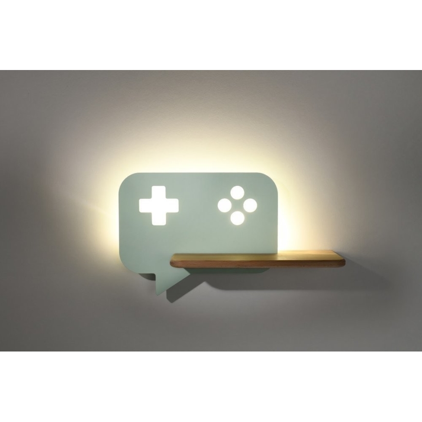 LED dječji zidni lampa s policom CONSOLE LED/5W/230V zelena,