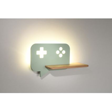 LED dječji zidni lampa s policom CONSOLE LED/5W/230V zelena,
