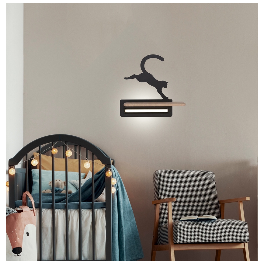 LED dječji zidni lampa s policom JUMPING CAT LED/5W/230V,