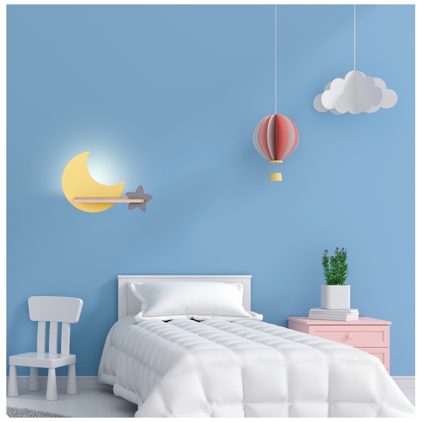 LED dječji zidni lampaš s policom MOON LED/5W/230V,