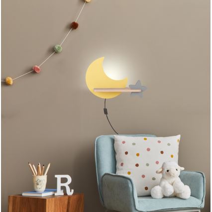 LED dječji zidni lampaš s policom MOON LED/5W/230V,