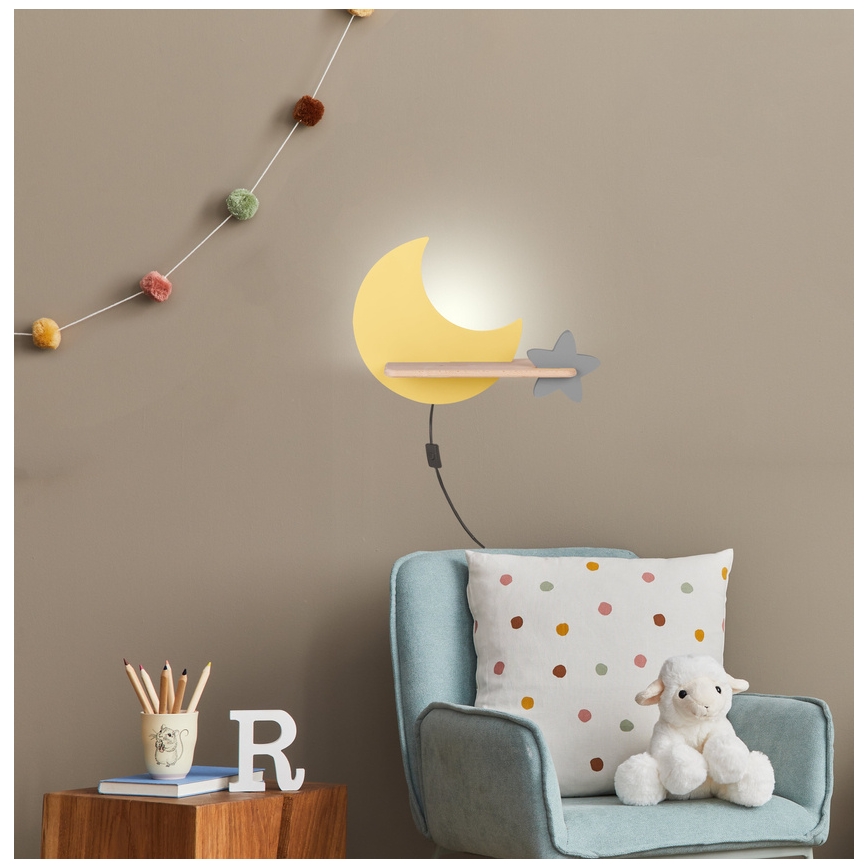 LED dječji zidni lampaš s policom MOON LED/5W/230V,