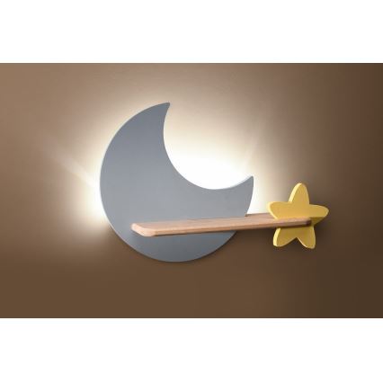 LED dječji zidni lampaš s policom MOON LED/5W/230V,