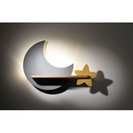 LED dječji zidni lampaš s policom MOON LED/5W/230V,