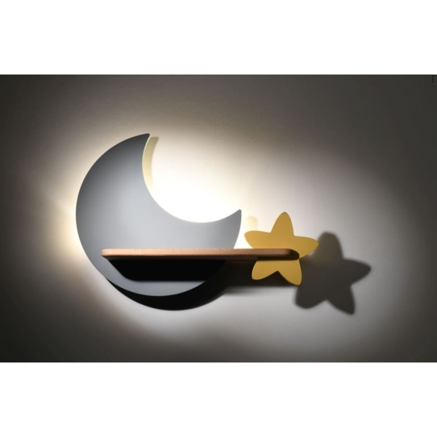 LED dječji zidni lampaš s policom MOON LED/5W/230V,