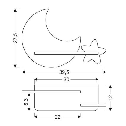 LED dječji zidni lampaš s policom MOON LED/5W/230V,