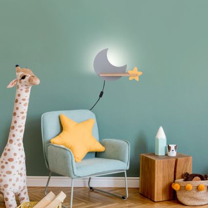 LED dječji zidni lampaš s policom MOON LED/5W/230V,