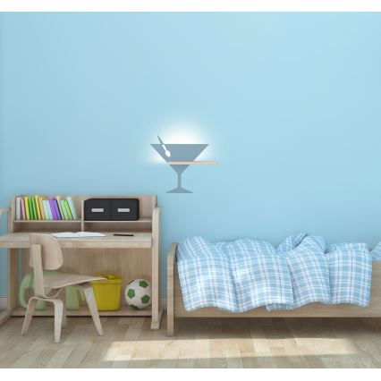 LED dječji zidni luster s policom PICCOLO LED/4W/230V plava/drvo,