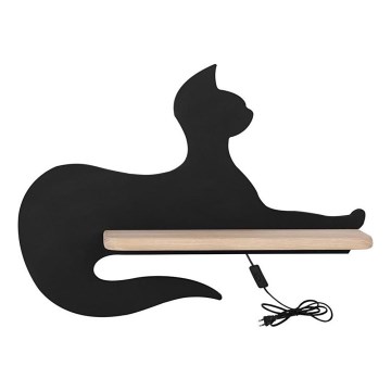 LED dječji zidni lampaš s policom BLACK CAT LED/5W/230V,