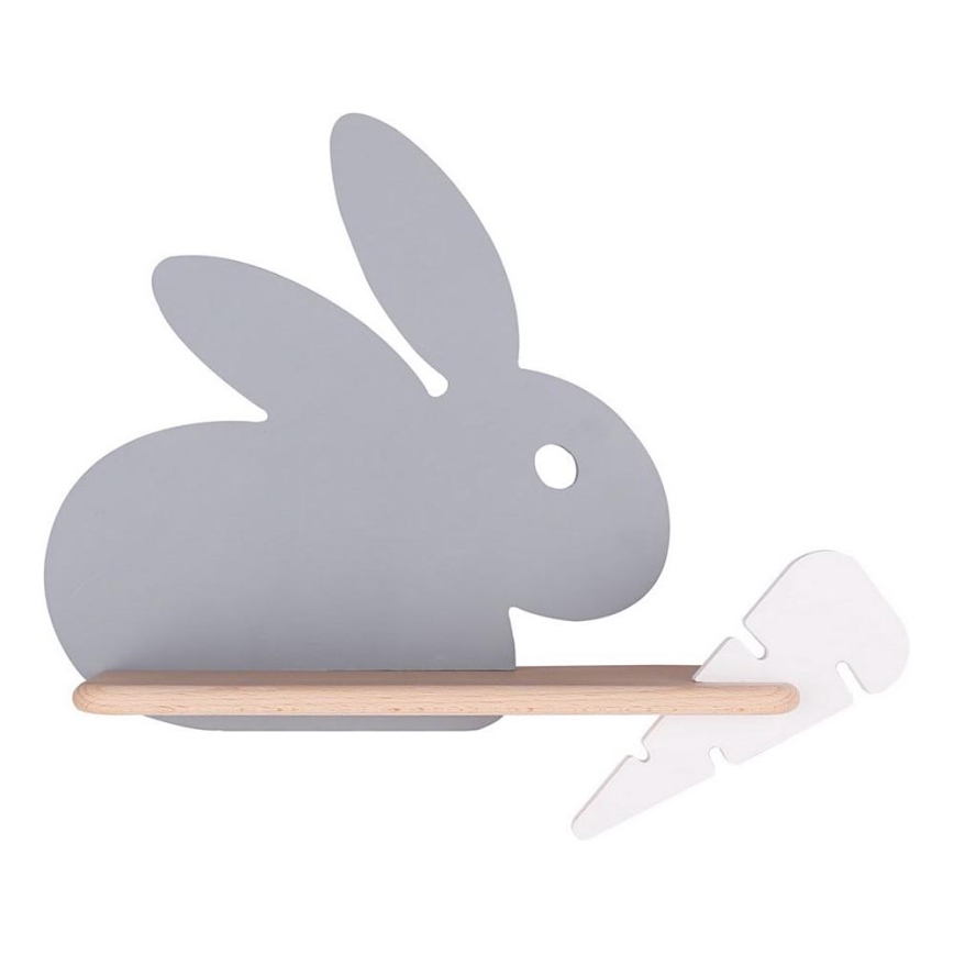 LED dječji zidni lampaš s policom RABBIT LED/4W/230V siva/bijela/drvo,