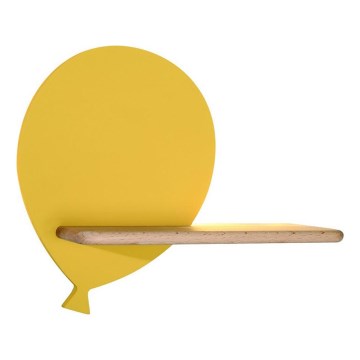 LED dječji zidni luster s policom BALLOON LED/4W/230V žuta/drvo,