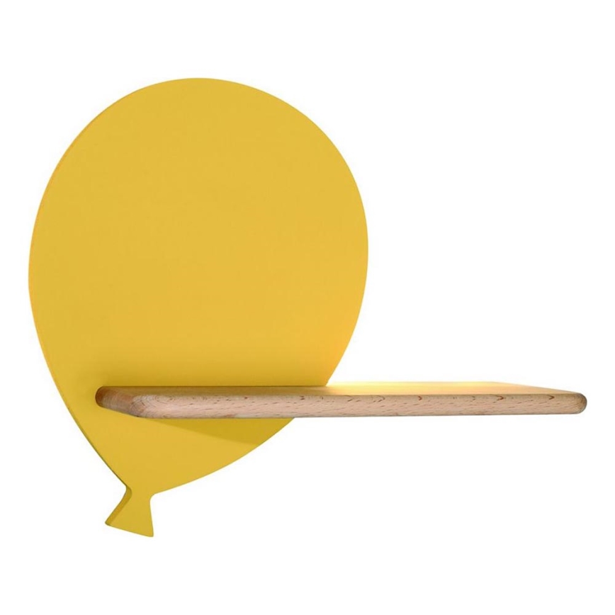 LED dječji zidni luster s policom BALLOON LED/4W/230V žuta/drvo,